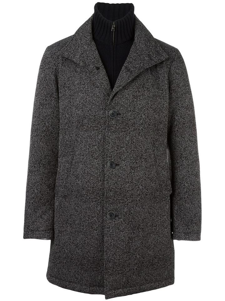 Herno Padded Single Breasted Coat, Men's, Size: 50, Black, Feather Down/polyamide/virgin Wool