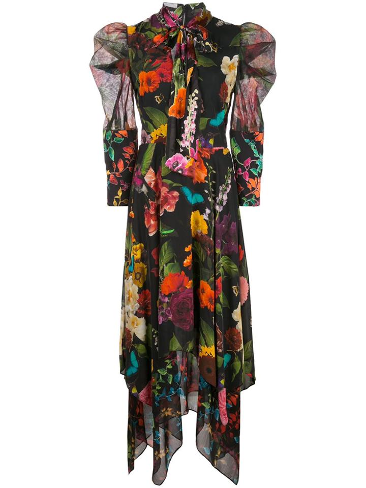 Alice+olivia Mixed Print Tiered Dress - Black