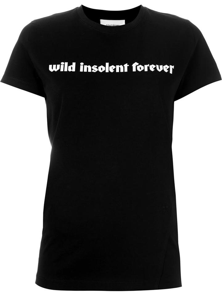 Courrèges Front Print T-shirt, Women's, Size: 2, Black, Cotton