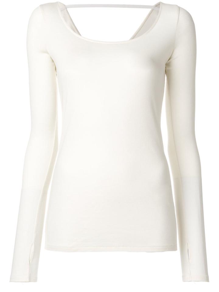 Helmut Lang Scoop Neck Ribbed Top - White