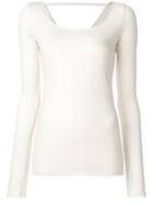 Helmut Lang Scoop Neck Ribbed Top - White
