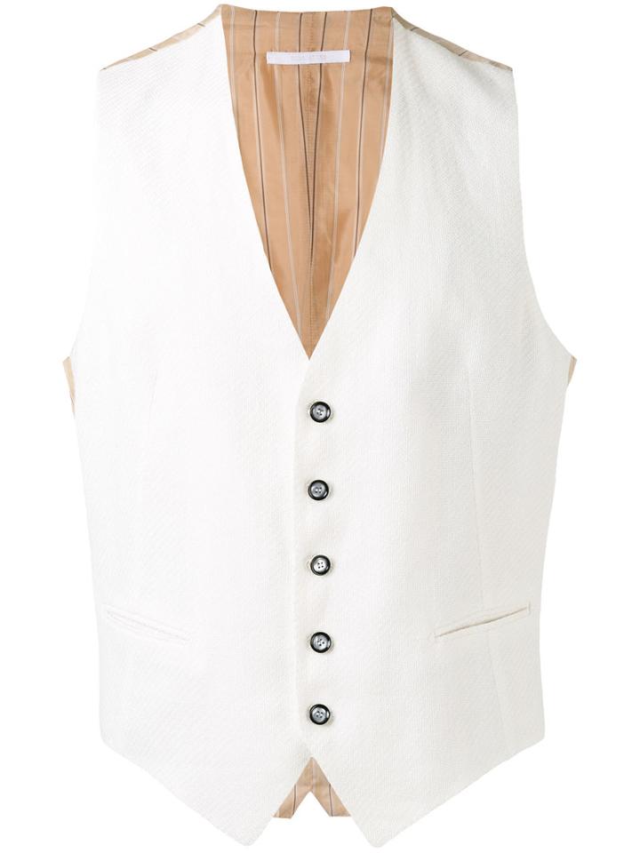 Tagliatore - Button-up Waistcoat - Men - Cotton/linen/flax/cupro - 48, White, Cotton/linen/flax/cupro
