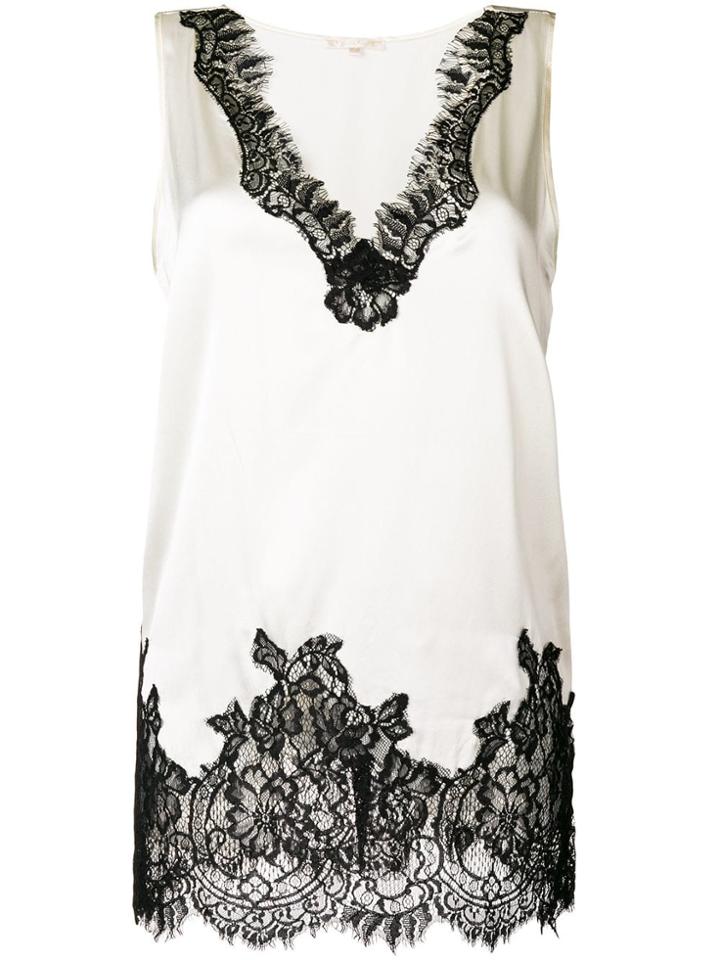 Gold Hawk Contrast Lace Trim Top - Neutrals