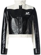 Courrèges Cropped Jacket, Women's, Size: 36, Black, Cotton/polyurethane/acetate/cupro