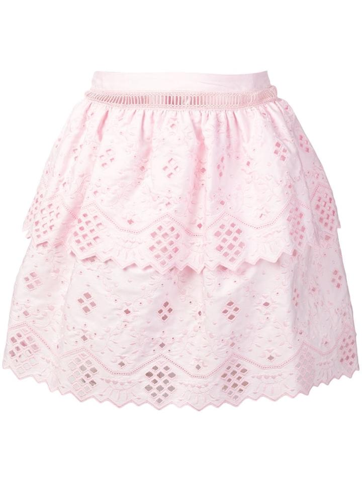 Alberta Ferretti Embroidered Mini Skirt - Pink