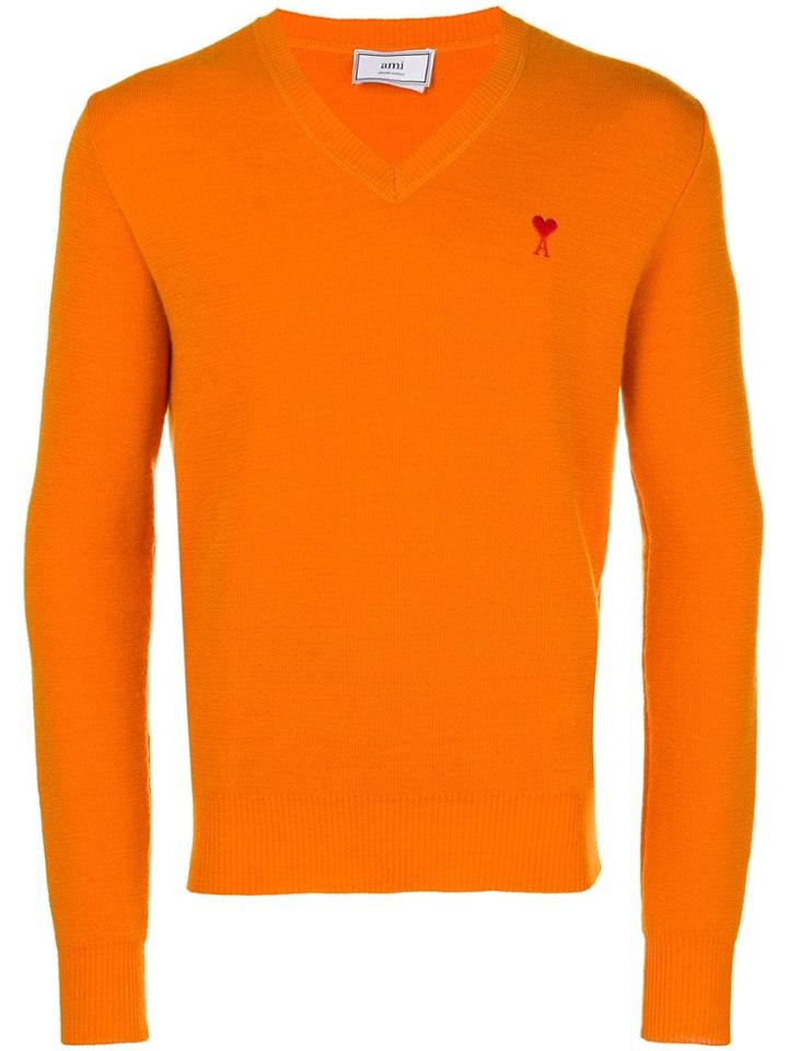 Ami Alexandre Mattiussi V Neck Sweater - Yellow