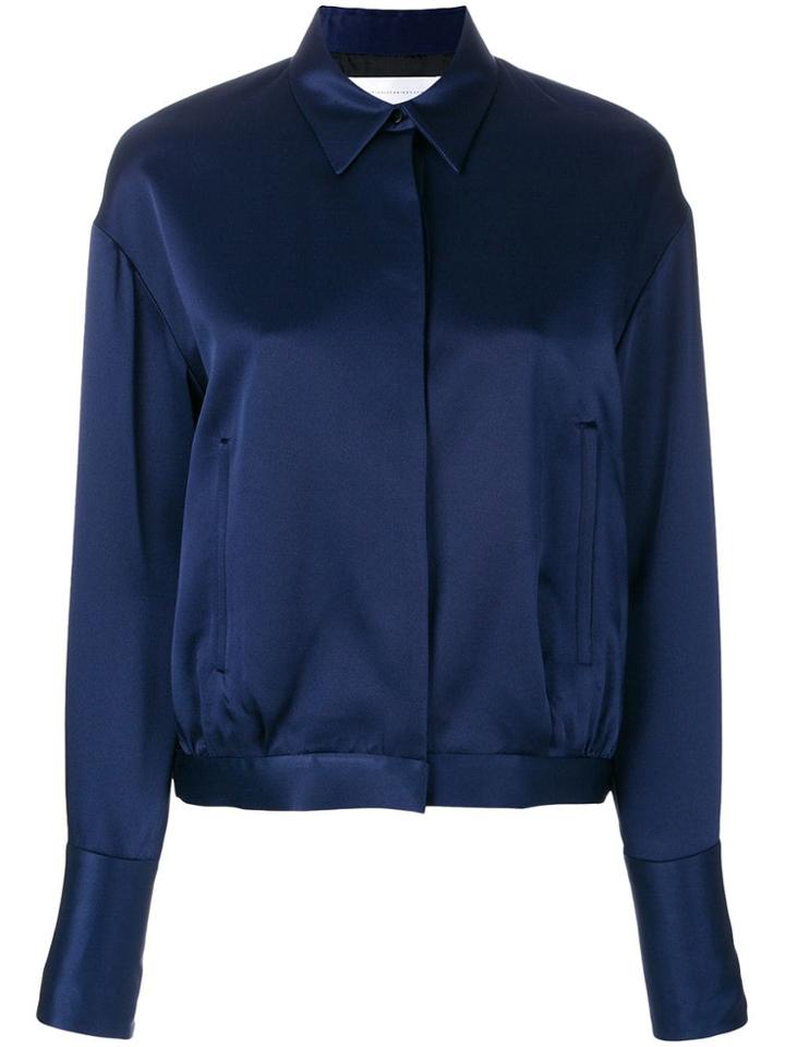 Victoria Victoria Beckham Funnel Cuff Bomber Jacket - Blue