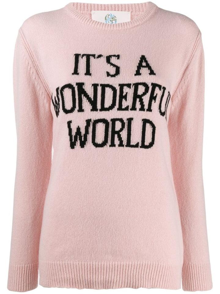 Alberta Ferretti Slogan Knit Sweater - Pink