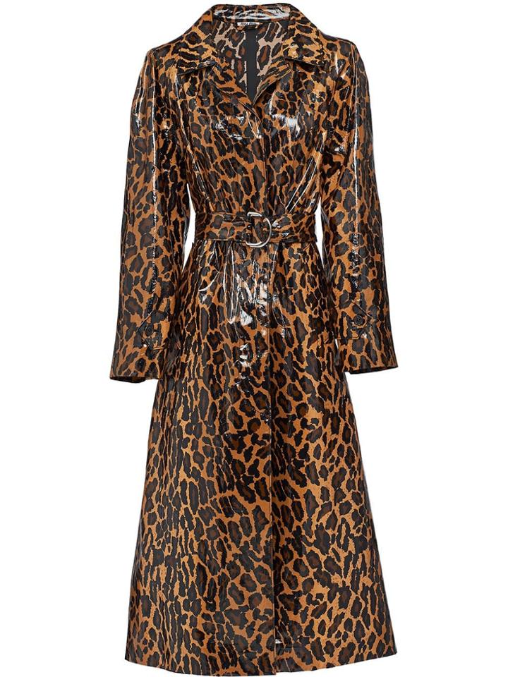 Miu Miu Animal Print Ciré Coat - Brown