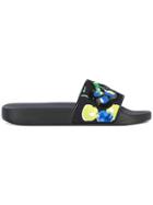 Msgm Cherry Sequin Pool Slides - Black