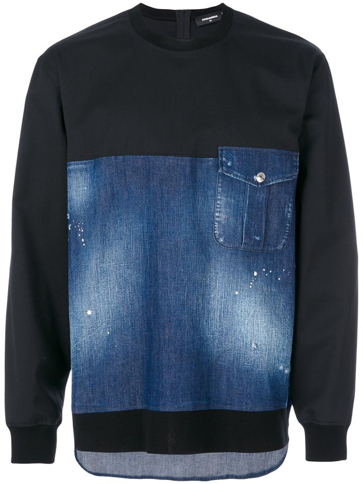Dsquared2 - Denim Panel Sweatshirt - Men - Cotton/spandex/elastane - 52, Black, Cotton/spandex/elastane