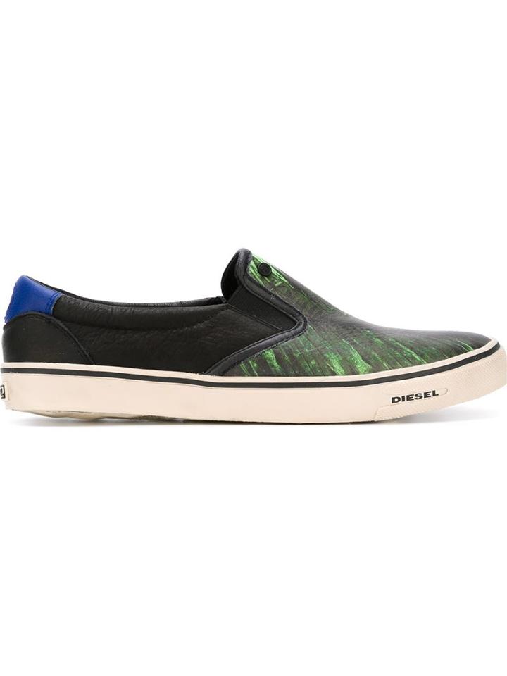 Diesel Subway Slip-on Sneakers, Men's, Size: 45, Calf Leather/polyester/pig Leather/rubber