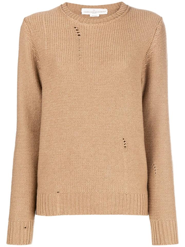 Golden Goose Deluxe Brand Distressed Crewneck Sweater - Nude &