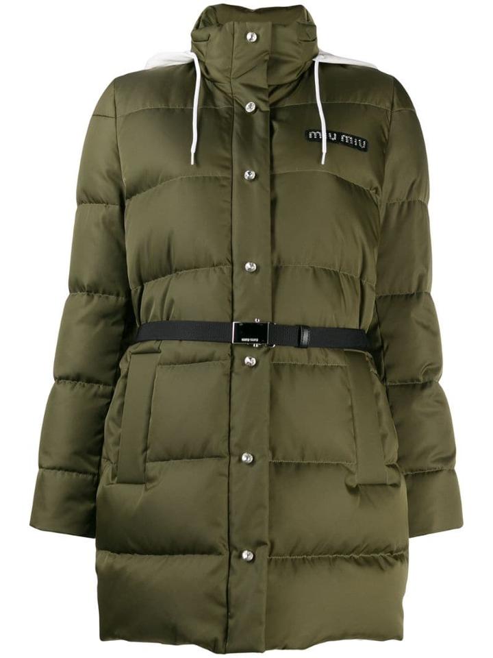 Miu Miu Belted Puffer Jacket - Green