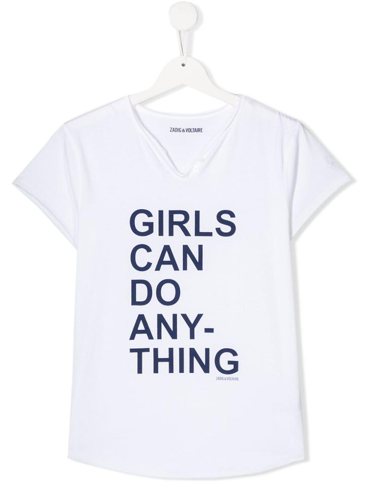 Zadig & Voltaire Kids Teen Slogan Print T-shirt - White