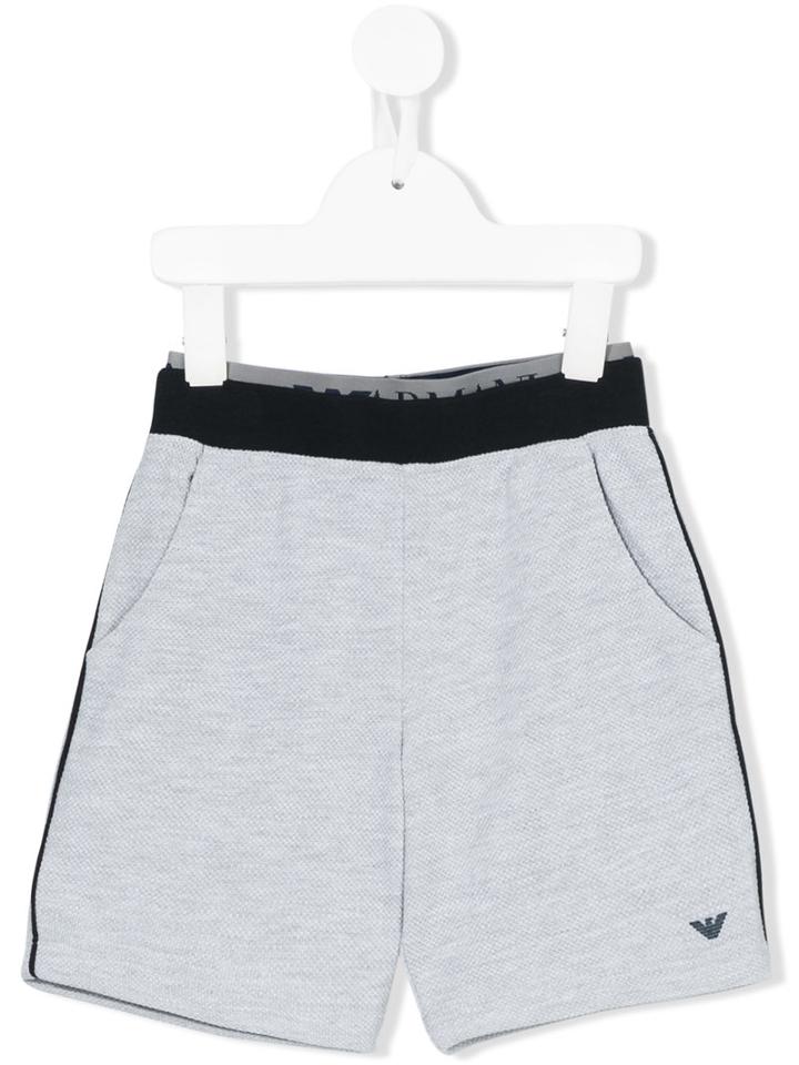 Armani Junior - Embroidered Logo Track Shorts - Kids - Cotton/polyester - 12 Yrs, Grey