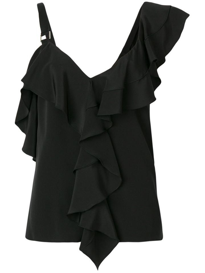 Proenza Schouler Asymmetric Ruffle Blouse - Black