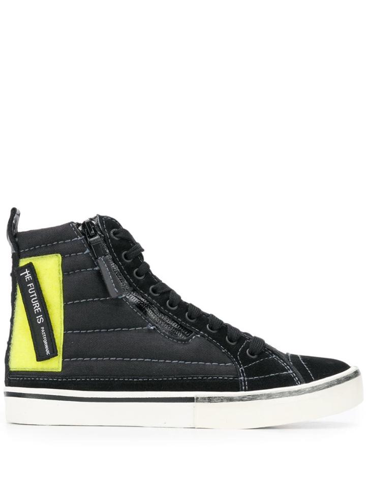 Diesel Contrast Panel Sneakers - Black
