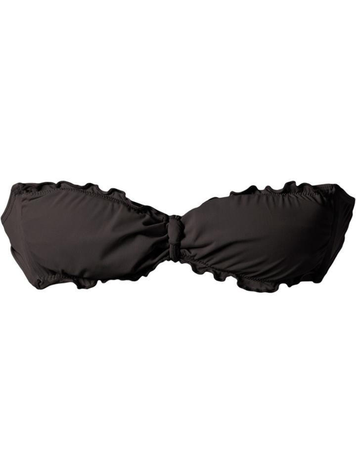 Amir Slama Ruffled Trim Bandeau Bikini Top - Black