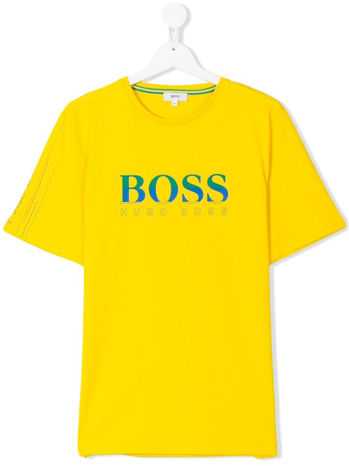 Boss Kids Teen Logo Print T-shirt - Yellow & Orange