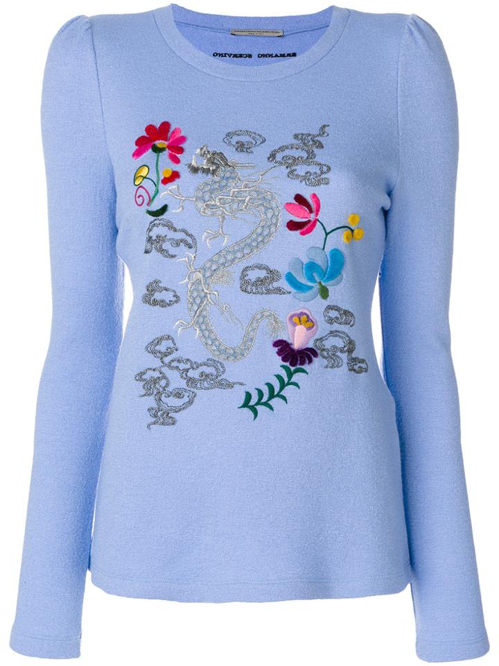 Ermanno Scervino Dragon Embroidered Jumper - Blue