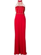 Moschino Chain Detail Gown, Women's, Size: 42, Red, Spandex/elastane/acetate/rayon