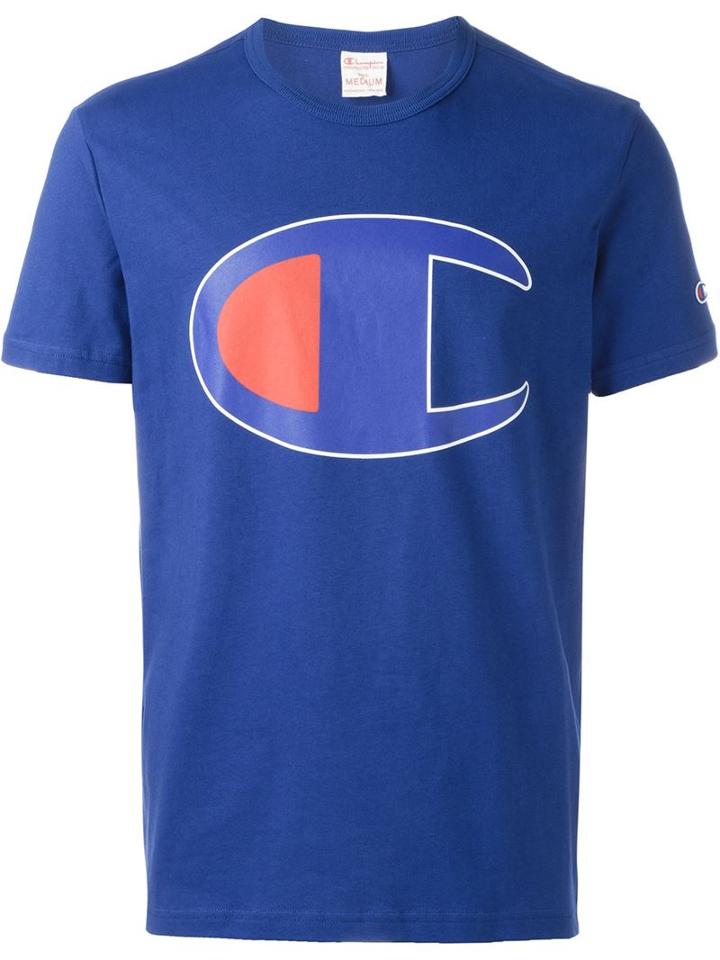 Champion Oversize Logo T-shirt, Men's, Size: L, Blue, Cotton