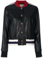 Gucci - Embroidered Bomber Jacket - Women - Lamb Skin/polyamide/spandex/elastane/metallic Fibre - 44, Black, Lamb Skin/polyamide/spandex/elastane/metallic Fibre