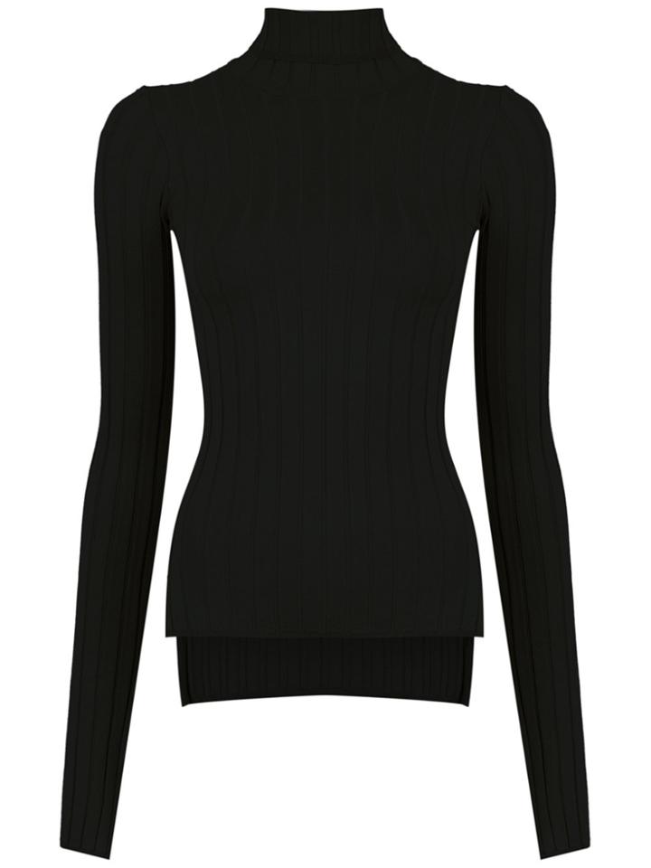 Gloria Coelho Ribbed High-neck Blouse - Black