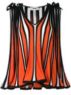 Msgm - Front Pleat Tank Top - Women - Cotton/viscose - L, Yellow/orange, Cotton/viscose