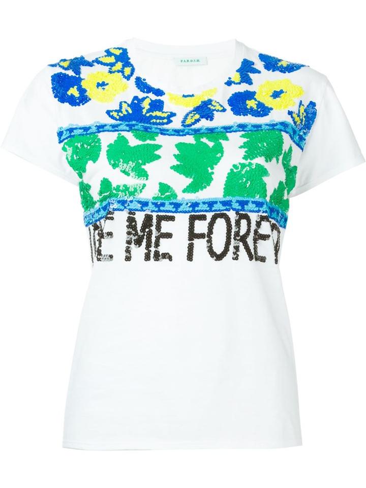 P.a.r.o.s.h. Sequin Embellished T-shirt, Women's, Size: Xl, White, Cotton/pvc