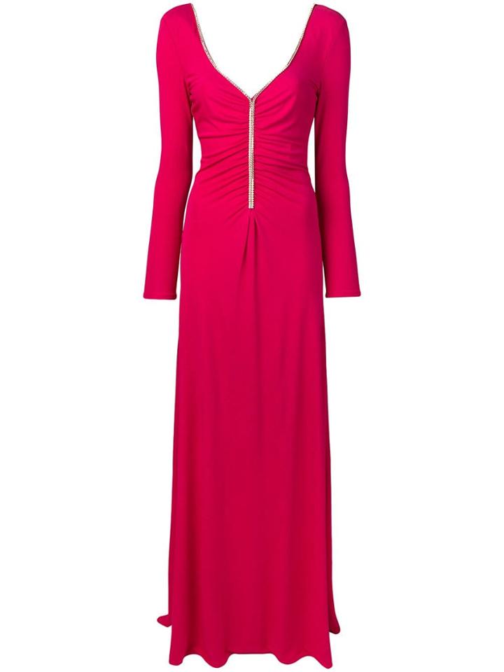 Emilio Pucci Pink Swarovski Crystal Embroidered Long Dress