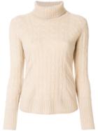N.peal Cable Roll Neck Jumper - Nude & Neutrals