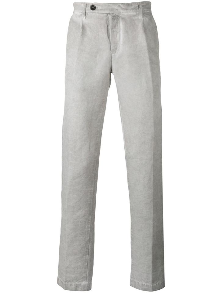 Massimo Alba Faded Straight-leg Trousers, Men's, Size: 52, Grey, Cotton/linen/flax