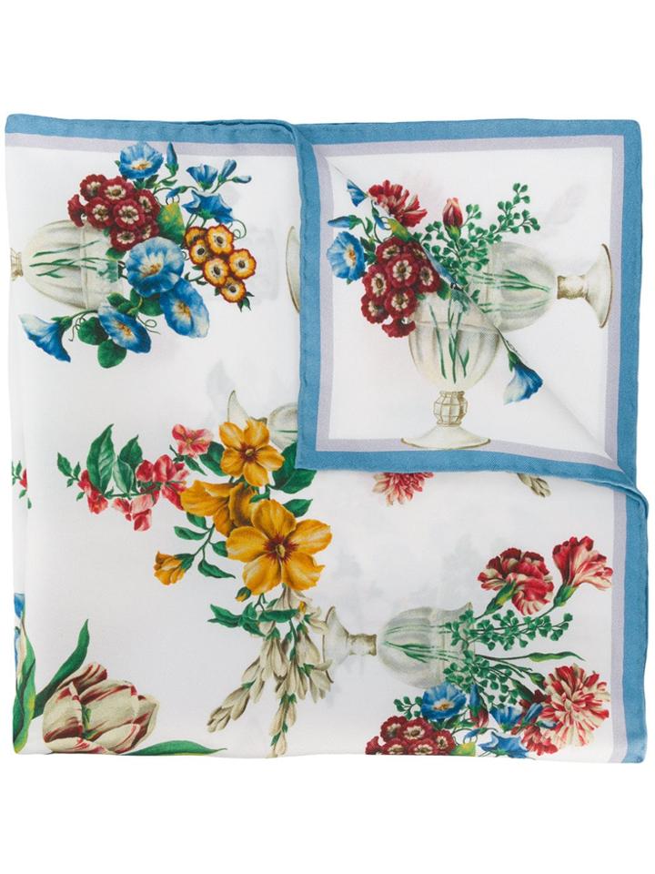 Dolce & Gabbana Floral Bouquet Print Scarf - White