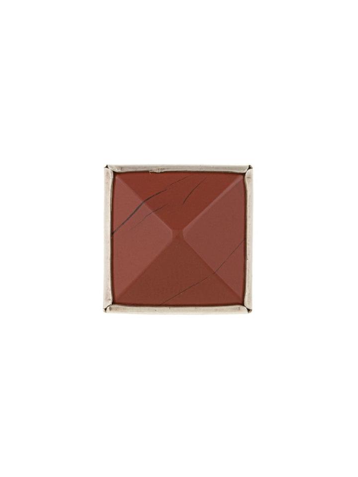 Bunney Square Shaped Brooch - Red