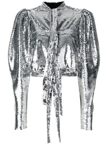Brognano Cropped Sequin Shirt - Metallic