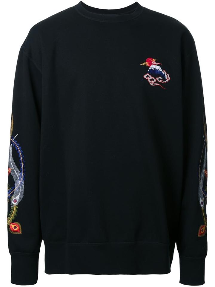 G.v.g.v. Oriental Embroidered Sweatshirt, Men's, Black, Cotton/polyester