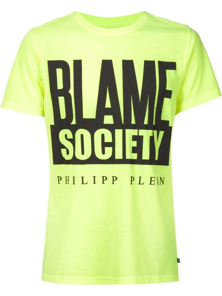Philipp Plein Blame Society T-shirt, Men's, Size: M, Yellow/orange, Polyester