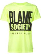 Philipp Plein Blame Society T-shirt, Men's, Size: M, Yellow/orange, Polyester