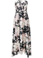Liu Jo Floral Flared Strapless Dress - Pink & Purple