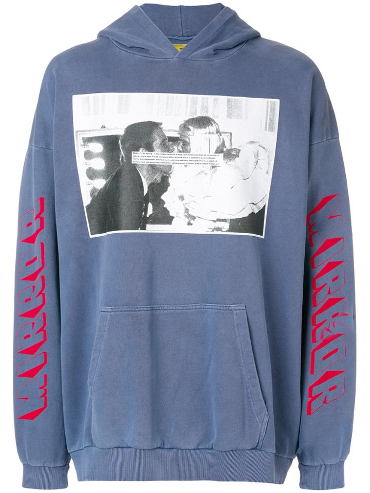 Mirror By Paura Slogan And Photo Print Hoodie - Blue