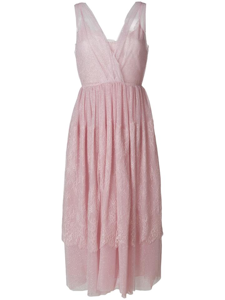 Ermanno Ermanno Lace Midi Dress - Pink & Purple