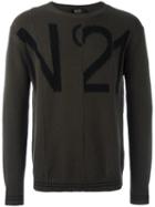 No21 Logo Motif Jumper, Men's, Size: 46, Green, Virgin Wool