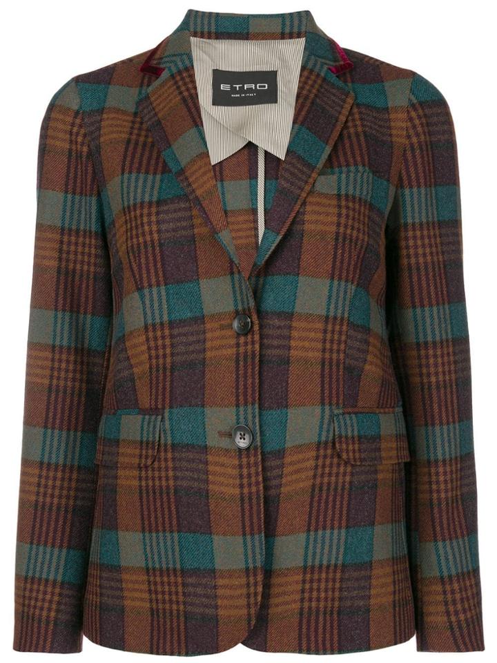 Etro Plaid Tailored Blazer - Brown