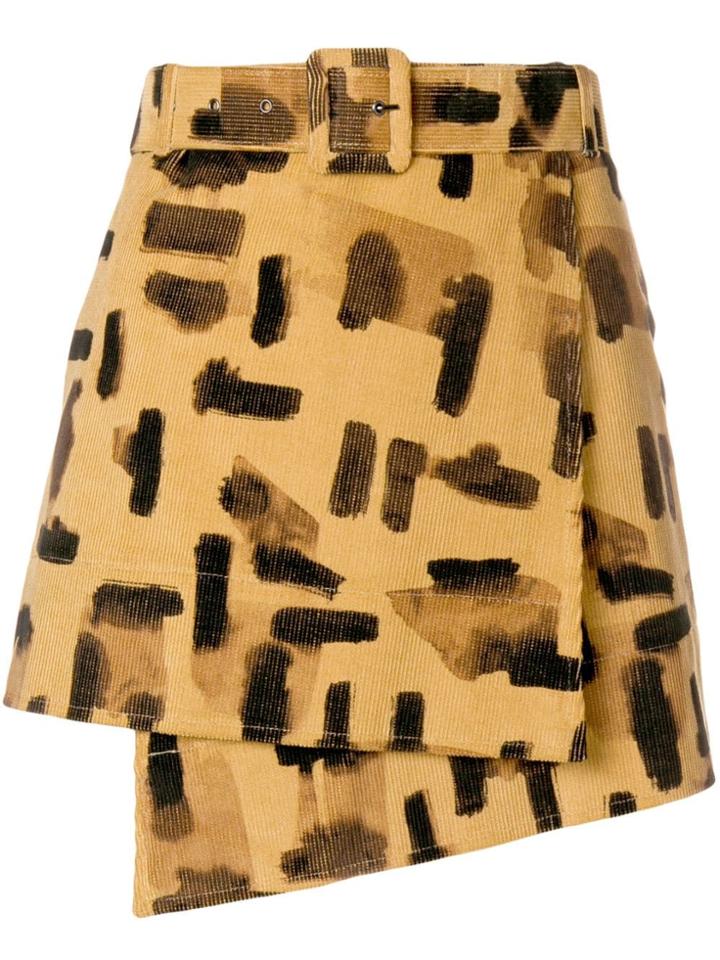 Romeo Gigli Vintage Brush Stroke Print Mini Skirt - Nude & Neutrals