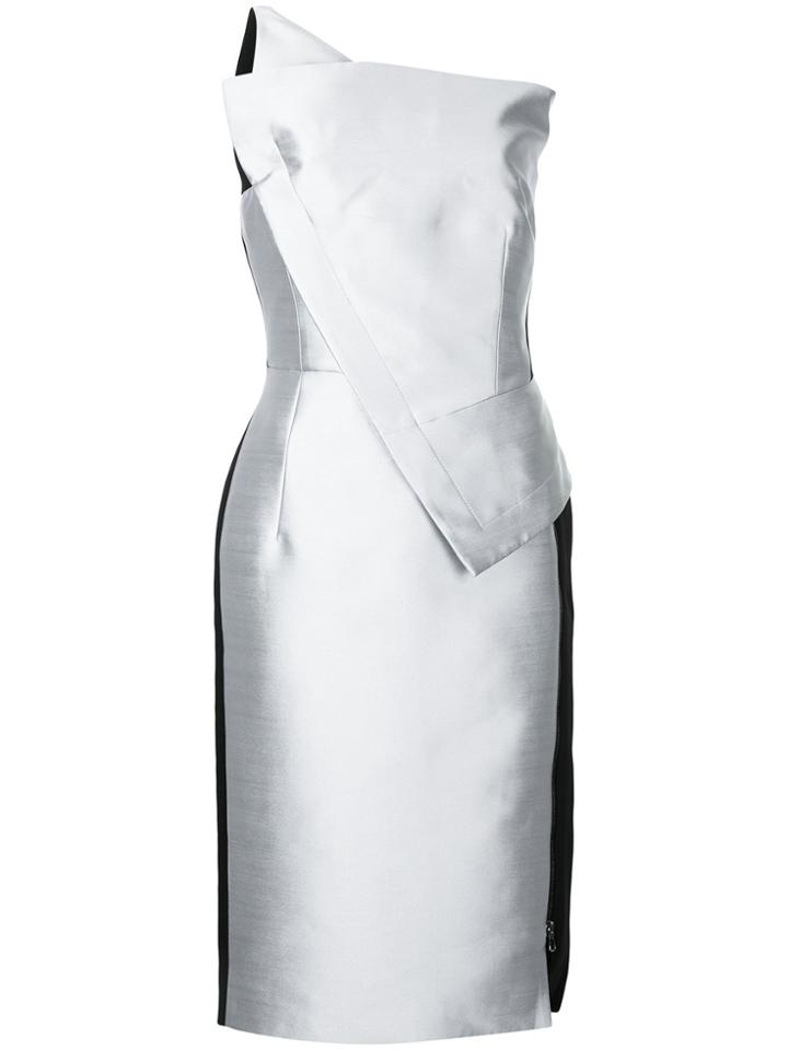 Antonio Berardi Asymmetric Fitted Dress - Metallic
