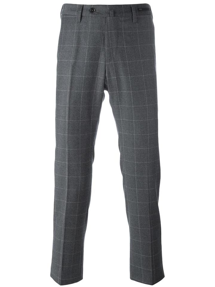 Pt01 Checked Trousers, Men's, Size: 50, Grey, Virgin Wool