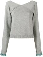 Chloé Cropped V-neck Sweater - Grey