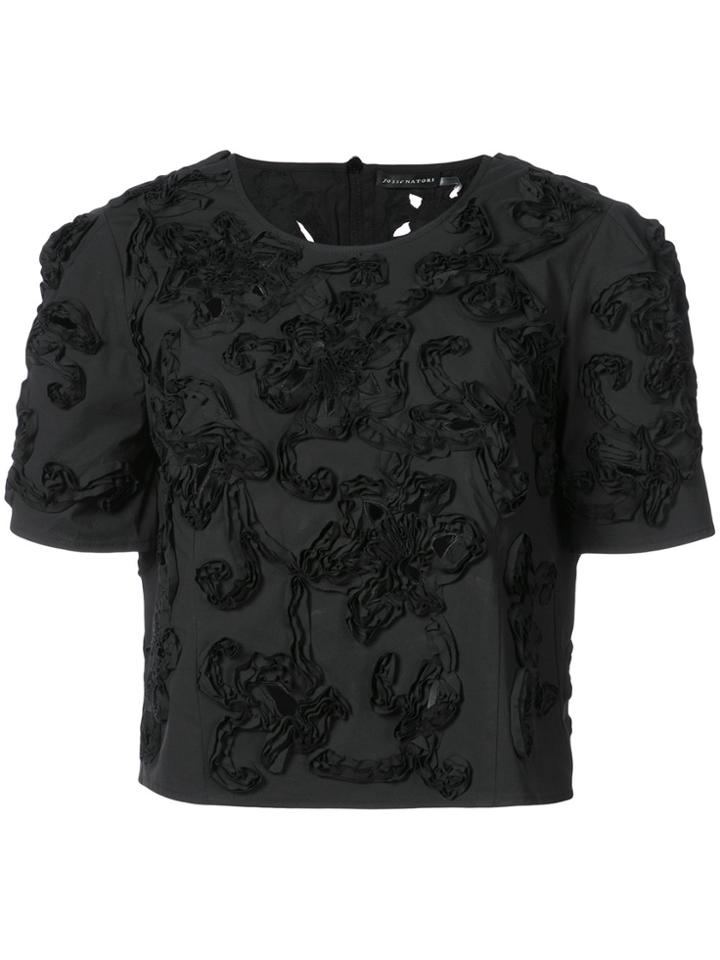Natori 3d Cut Out Flower Detail T-shirt - Black